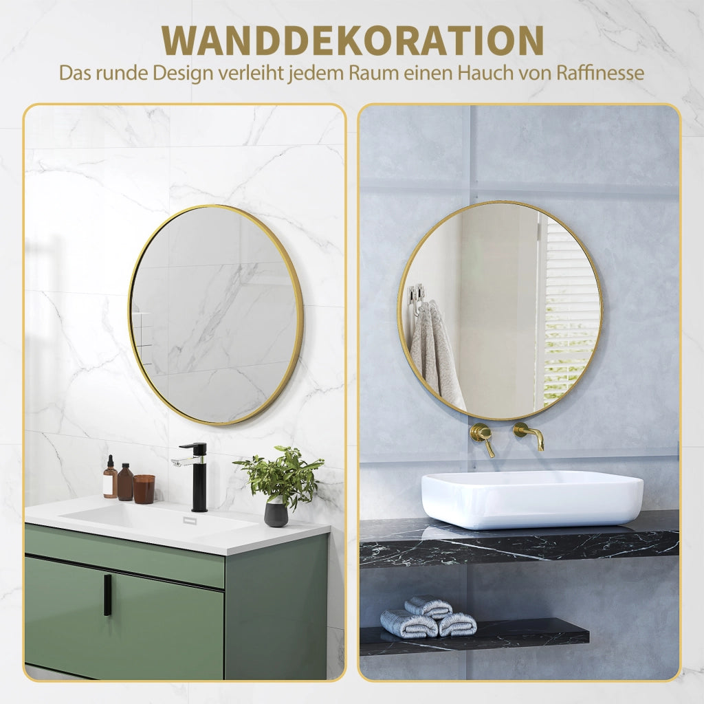 Specchio Rotondo da Bagno ¨C Xylo ¨C 70x70 cm Cornice Dorata Parete