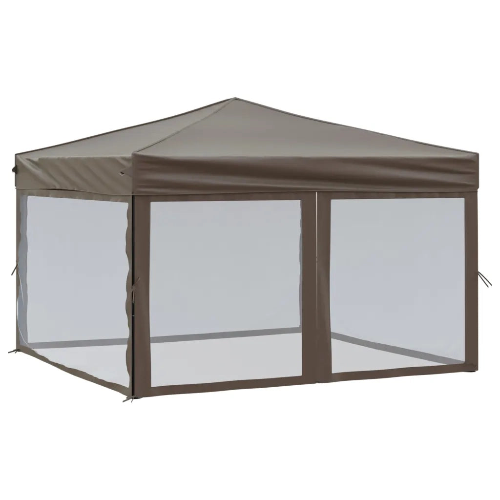 Tenda per Feste Pieghevole con Pareti Laterali-Tenda Gazebo Tortora 3x3 m 743699
