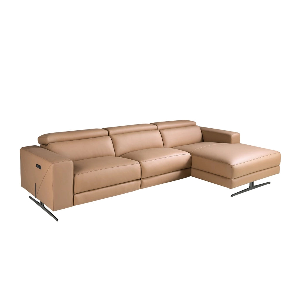 Divano chaise longue relax destra in pelle marrone
