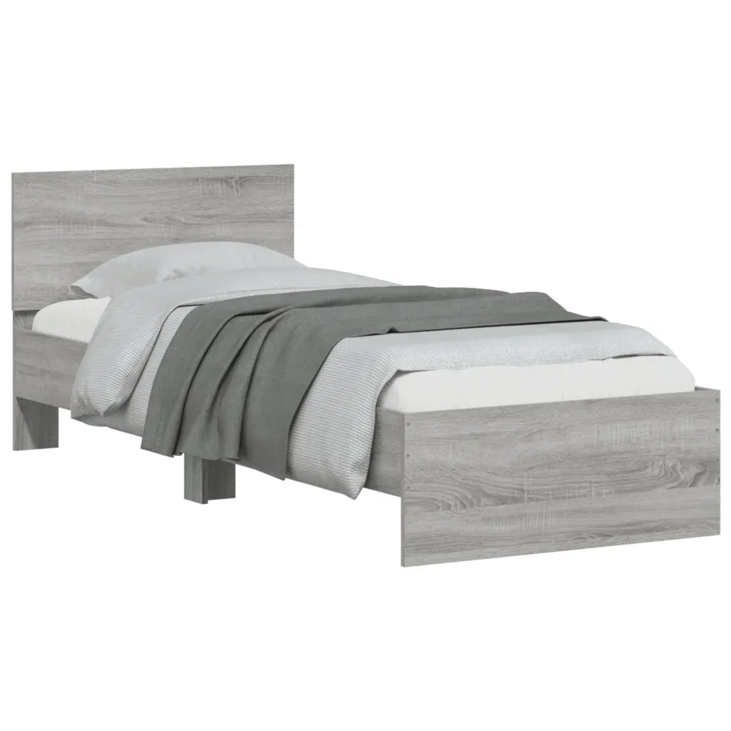 Giroletto con Testiera Grigio Sonoma 90x200cm Legno Multistrato 838629