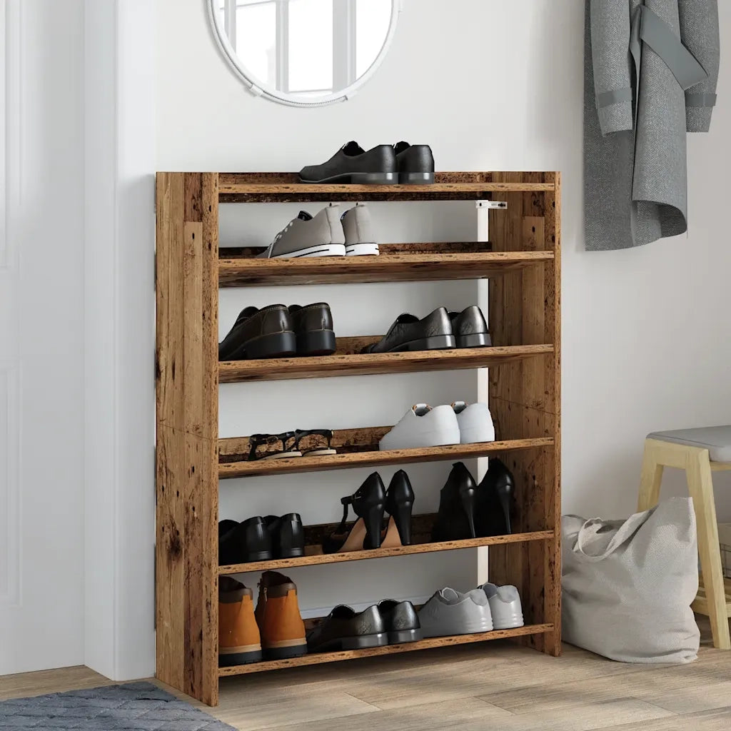 Scarpiera | Mobile per scarpe Legno Antico 80x25x100 cm in Legno Multistrato