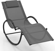 Sdraio a Dondolo da Giardino, Sedia a Dondolo Gravità Zero con Poggiatesta Rimovibile, Braccioli, Schienale e Seduta Traspiranti, Sdraio Solare per Patio, Giardino, Portata 160 kg (Grigio)