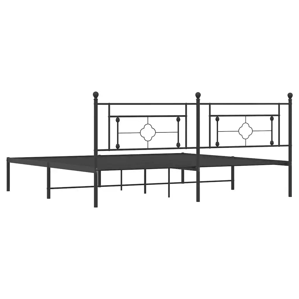 Giroletto con Testiera in Metallo Nero 193x203 cm 374345
