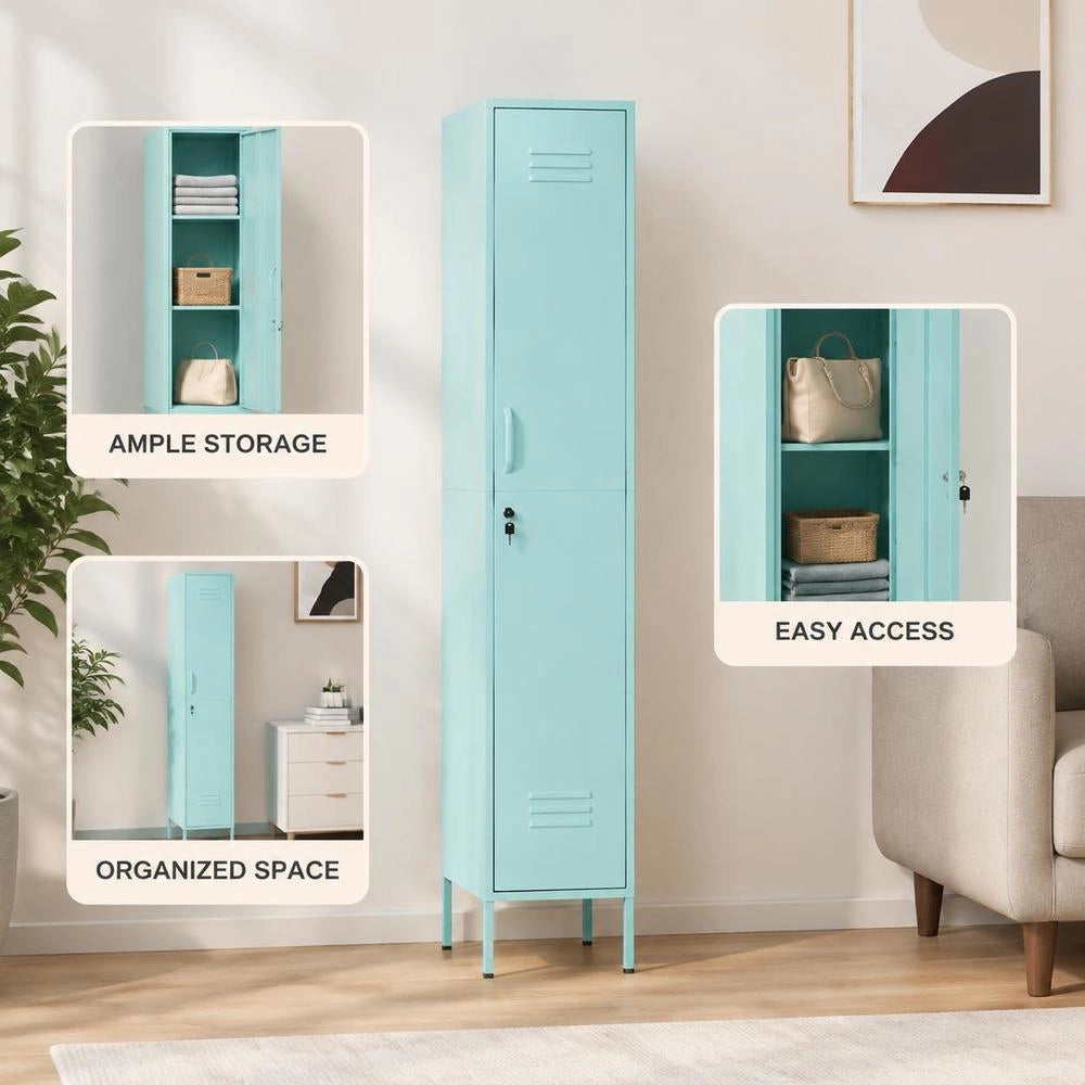 Locker Cabinet, Mint Green, 35x46x180 Cm, Steel
