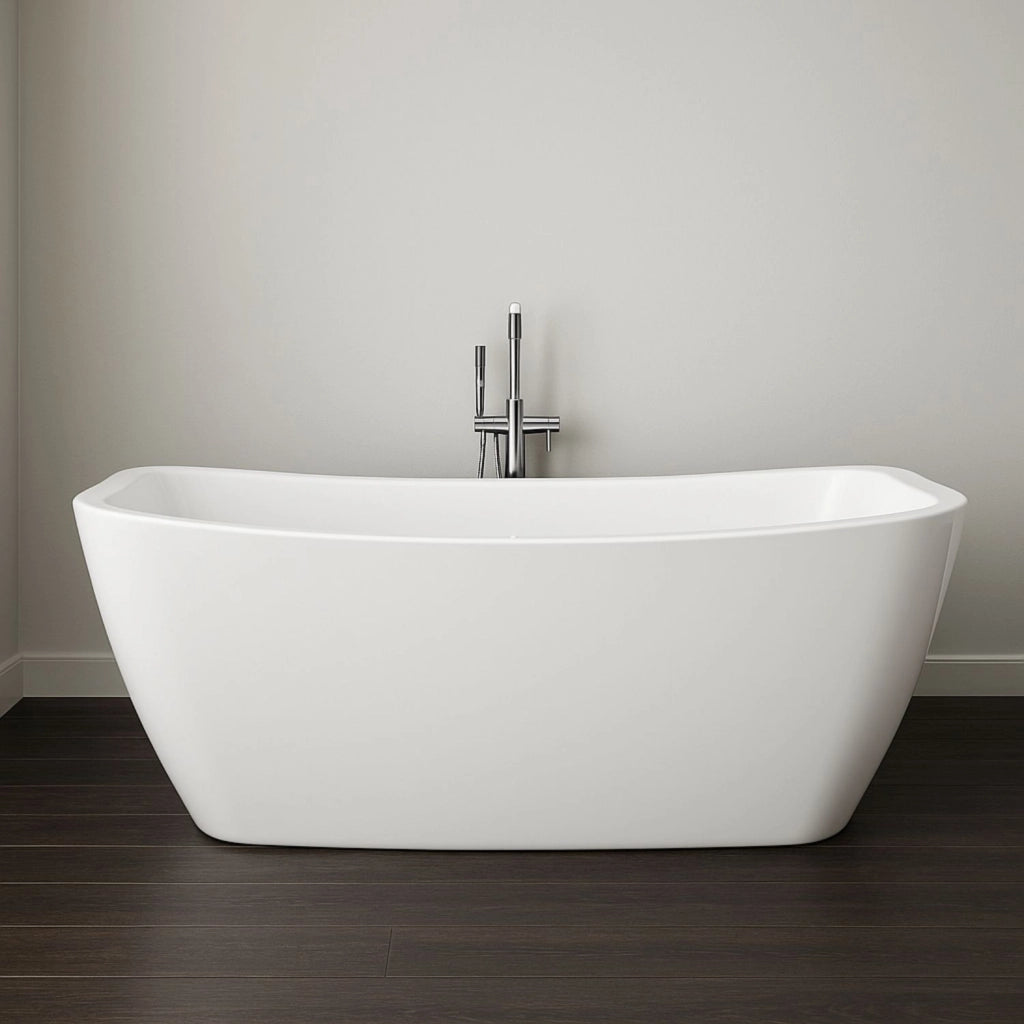 Vasca da bagno rettangolare freestanding bianco lucido in acrilico