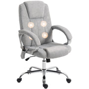 Poltrona da Ufficio Massaggiante a 4 Punti con Riscaldamento e Braccioli, Sedia Ergonomica Grigio per Casa e Studio