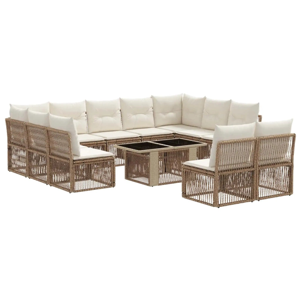 Set Divano da Giardino 12 pz Beige polyrattan 3436542