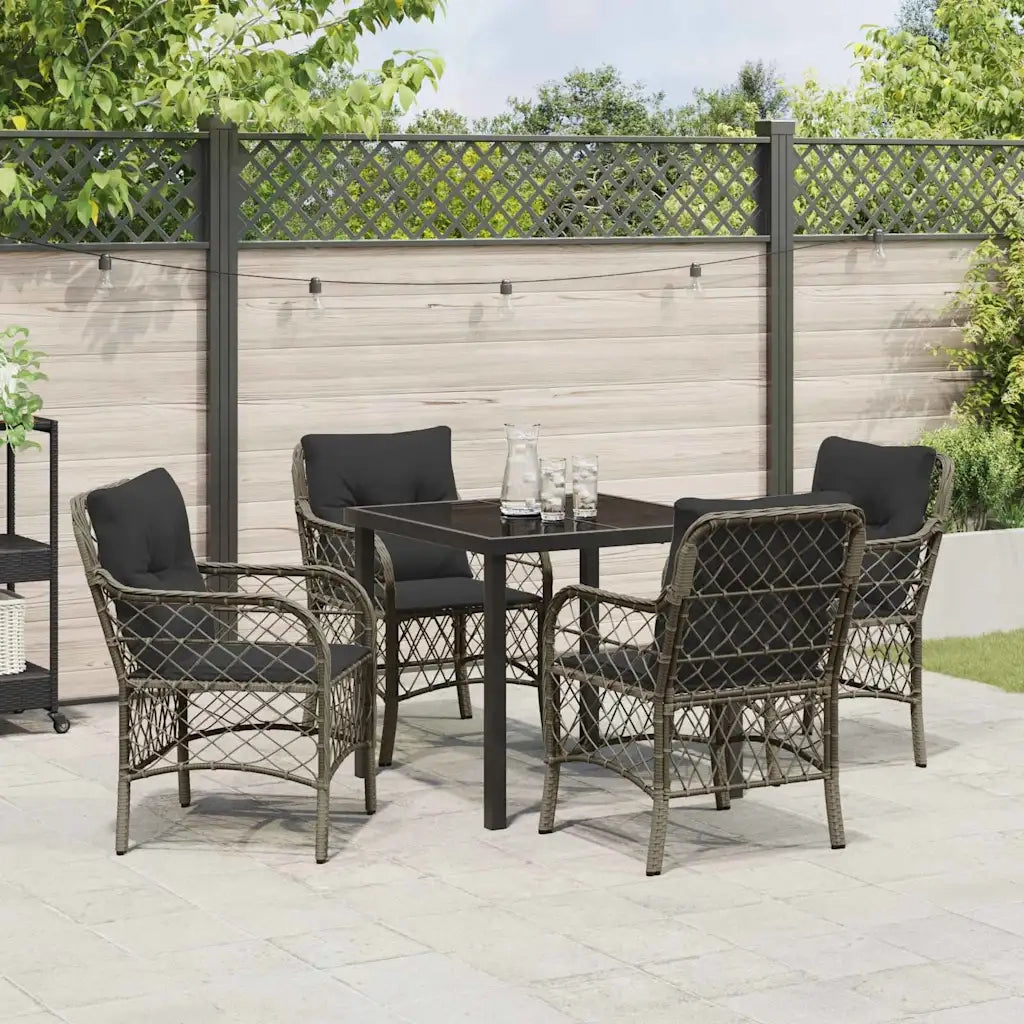 Set da Pranzo per Giardino con cuscino 5 pcs Grigio polyrattan 3380219