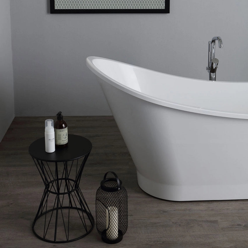 Vasca da bagno moderna freestandig in marmo resina ovale bianca 159cm Badok Almarie
