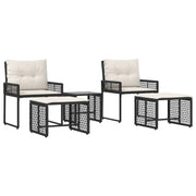 Set di Mobili da Esterno con cuscino 5 pz | Set Salotto da Giardino Nero e Bianco