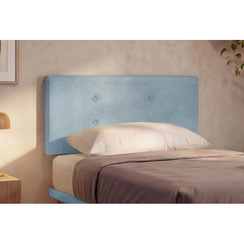 Letto imbottito Singolo 80x200 cm Button - Con rete,Microfibra,Azzurro