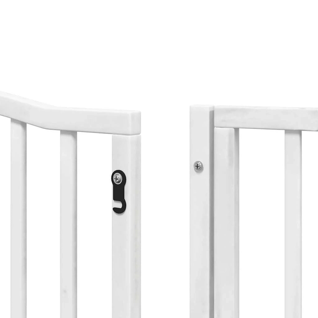 Cancelletto di sicurezza per animali domestici porta pieghevole 12 pannelli legno di pioppo bianco 02_0023151