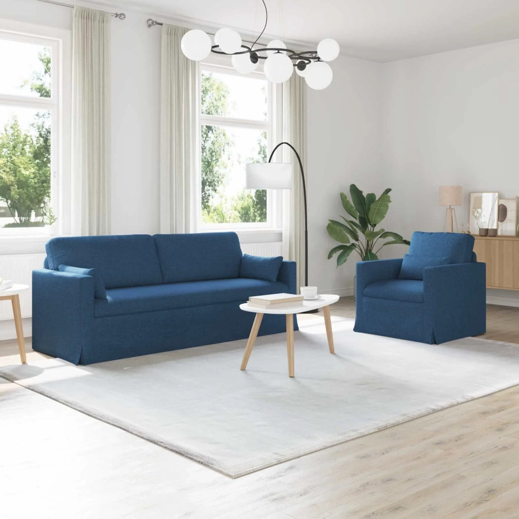 Divano 2 pcs Blu 198 x 78 x 80 cm Tessuto