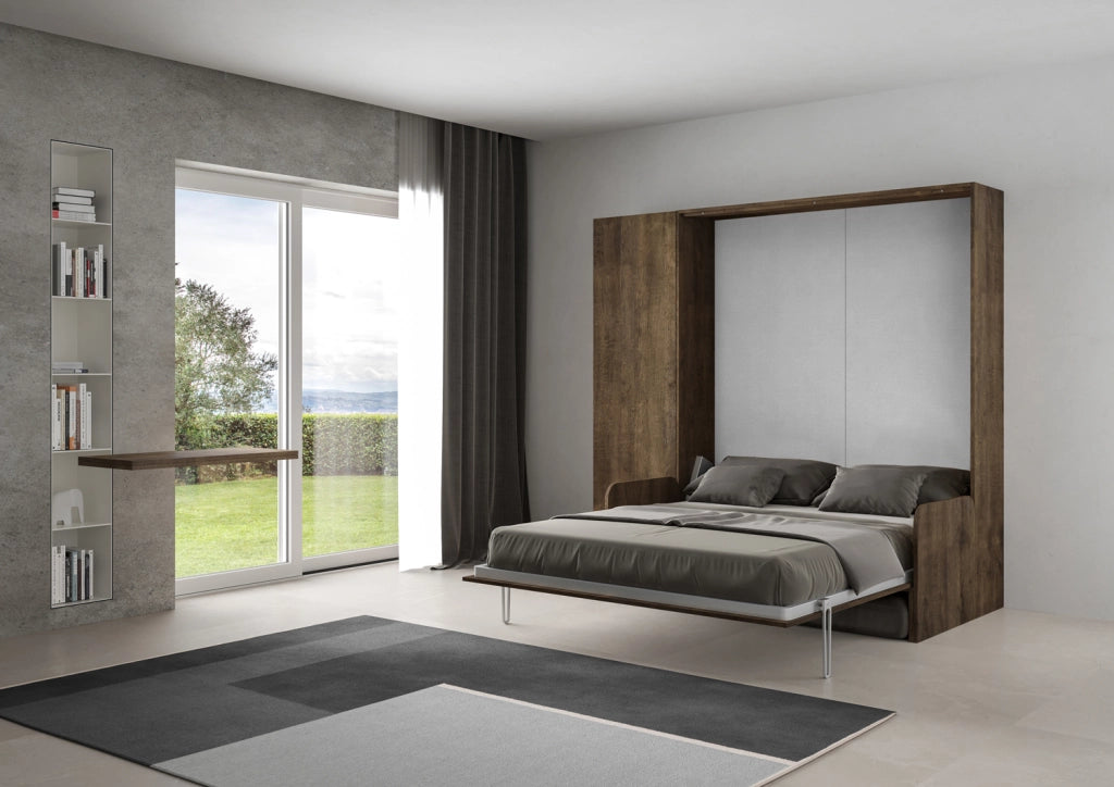 Letto Matrimoniale a Scomparsa Salvaspazio con Sofà Kentaro H210 cm Marrone