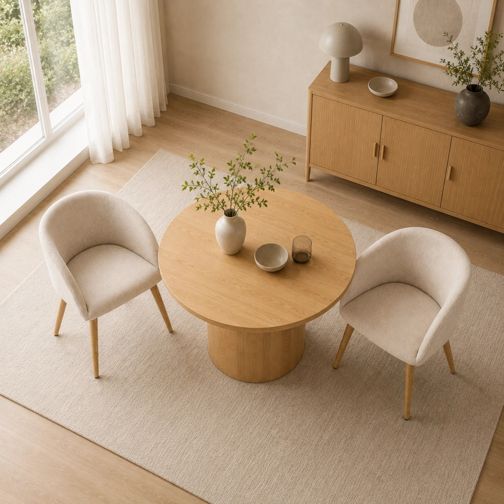 Set di 2 sedie da pranzo 55x56x74 cm imbottite con struttura in metallo beige