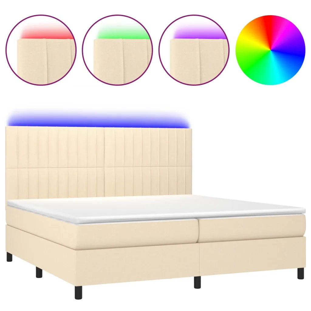 Letto a Molle Materasso e LED bianco 200x200cm in Tessuto 3135066