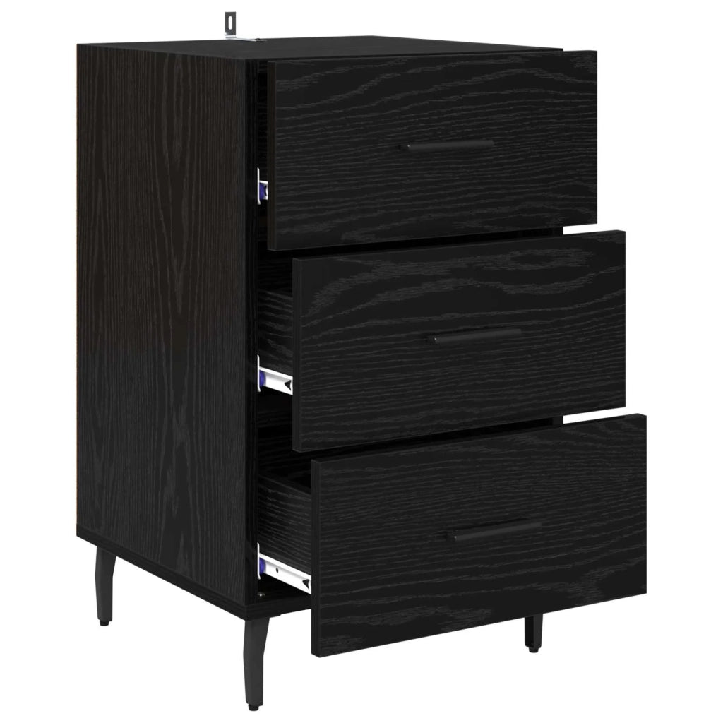 Comodino | Armadio da Notte | Mobiletto da notte Rovere Nero 40 x 40 x 66 cm Legno multistrato