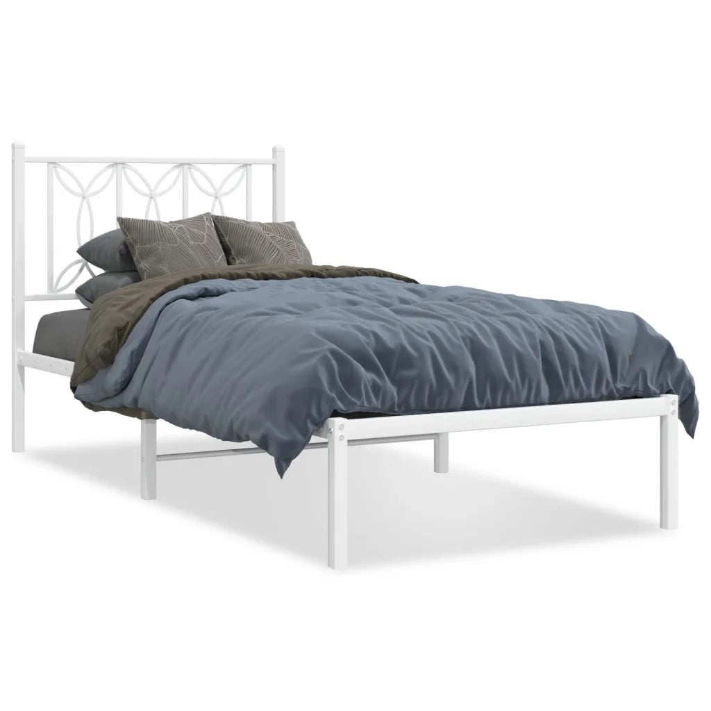 Giroletto senza Materasso con Testiera-Struttura Letto Metallo Bianco 75x190 cm 886402
