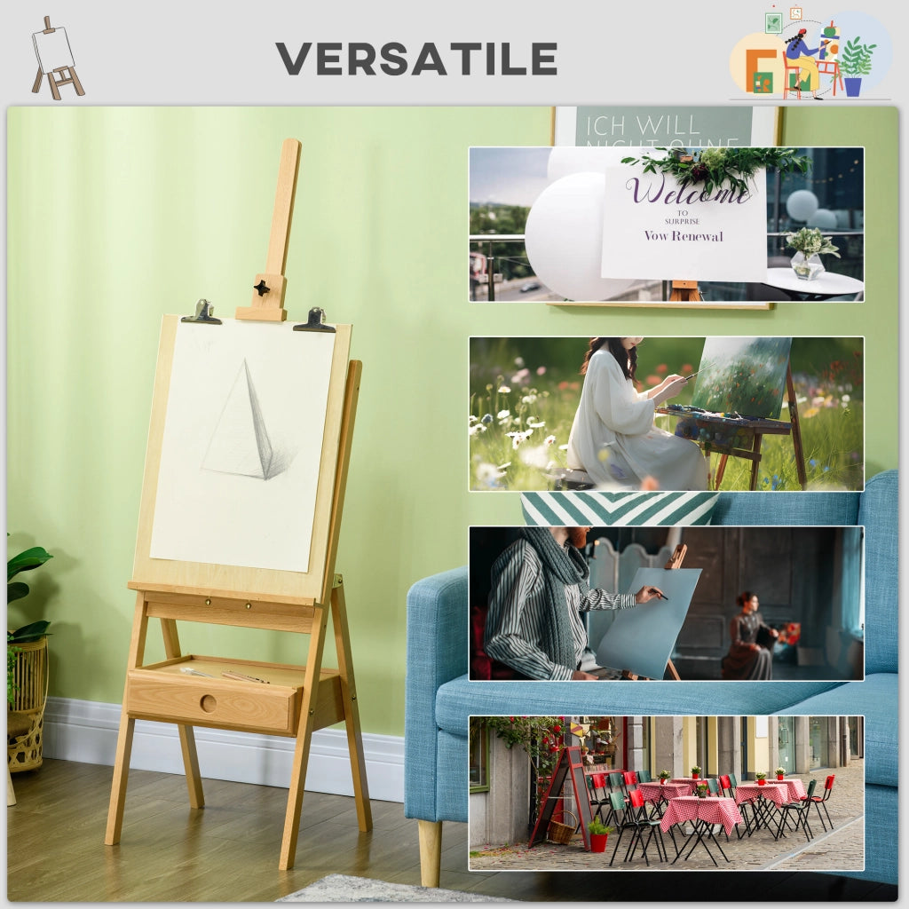 Cavalletto da Pittore Regolabile ¨C Zephmum ¨C Legno Faggio 43.5x43x150-190 cm
