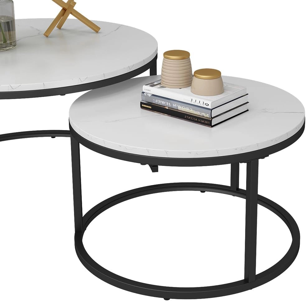 Tavolino da divano Montreal, Bianco, 77 x 40 cm 2 parti, salvaspazio, pieghevole e combinabile in modo versatile