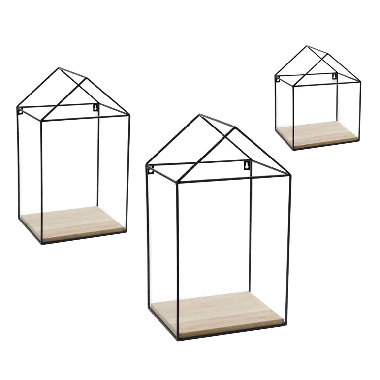 MAURY'S INDUSTRIAL BACHECHE IN METALLO CON MENSOLE IN LEGNO SET 3 PZ