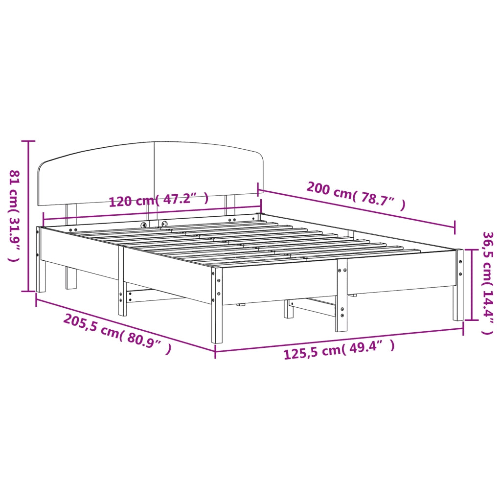 Giroletto senza Materasso Marrone Cera 120x200 cm Legno di Pino 3207216