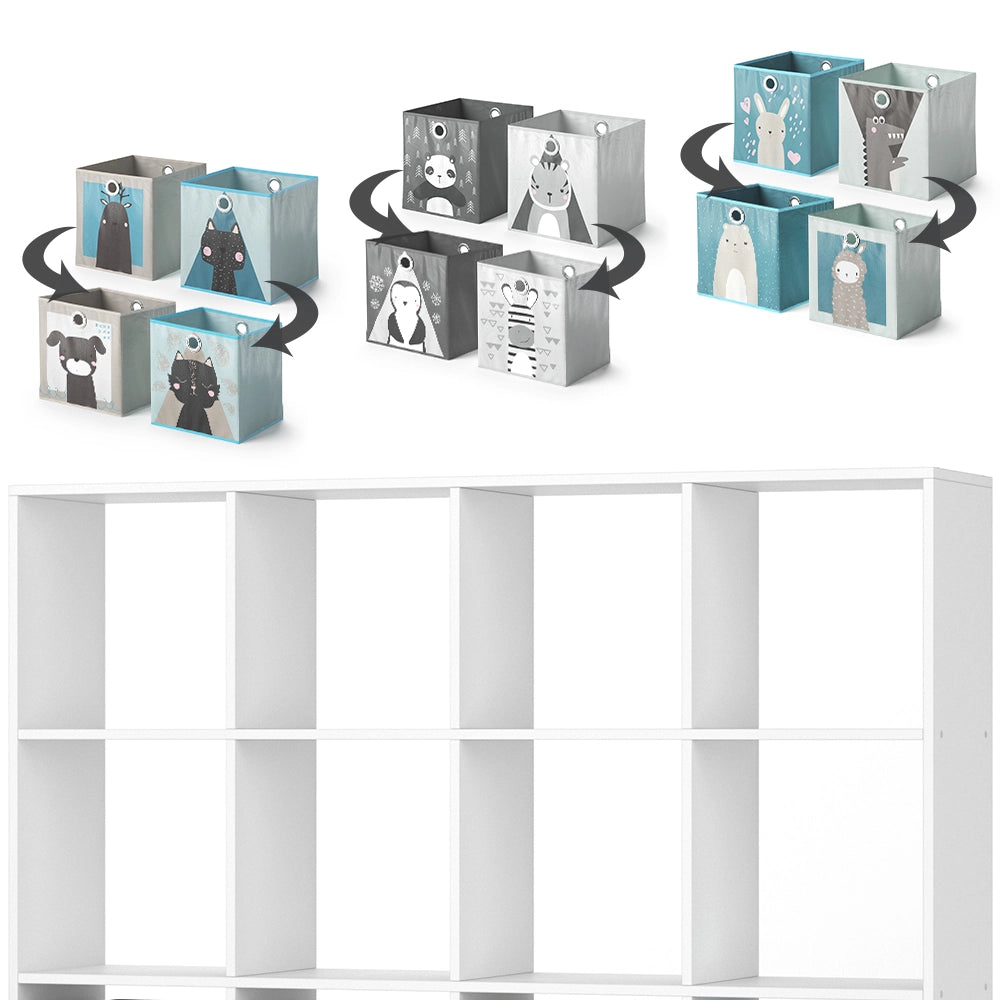 Vicco Libreria bambini Bianco 138.5 x 142.5 cm con 8 scatole pieghevoli