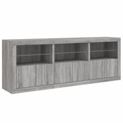 Buffet credenza cassettiera armadio mobile contenitore organizer per cucina soggiorno salotto con luci LED Sonoma 181,5 x 37 x 67 cm grigio 02_0030064