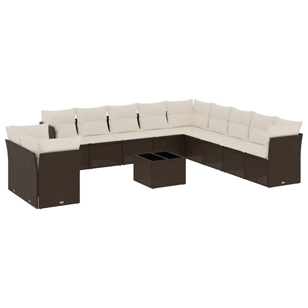 Set Divani da Giardino 12 pz con Cuscini Marrone in Polyrattan 3249732