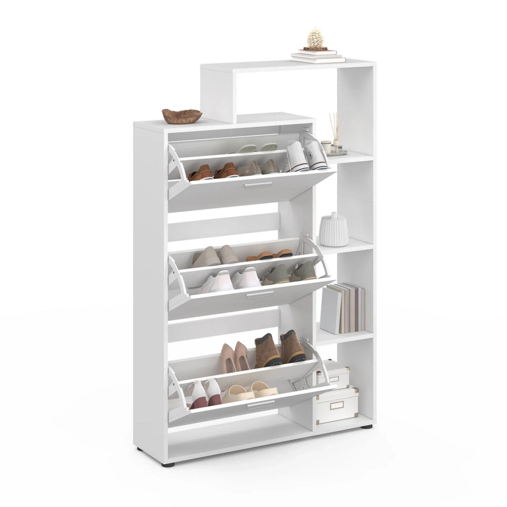 IDMarket - Scarpiera a 3 ante con ripiano bianco