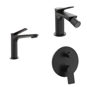 Set miscelatori: lavabo bidet senza scarico e incasso doccia c/deviatore nero opaco | Anne