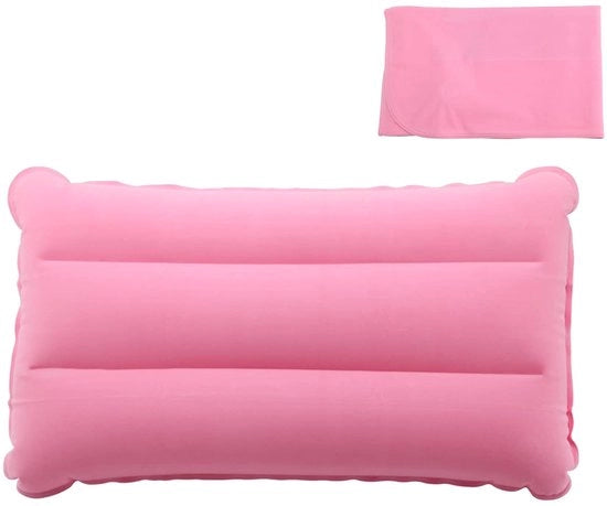 Cuscino gonfiabile - cuscino da campeggio ultraleggero - rosa - 44 x 28 cm