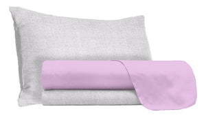 Set Lenzuola Singolo Sopra Sotto e Federe in Cotone Lilla