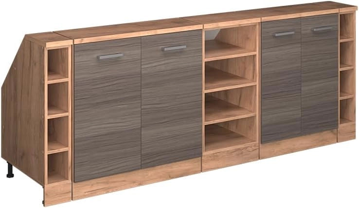 Set di mobili sottotetto Rion, Grigio nobile, 210 cm Set di 5 carcasse armadio profondità 60 cm, adatto per il salvaspazio sotto tetti spioventi