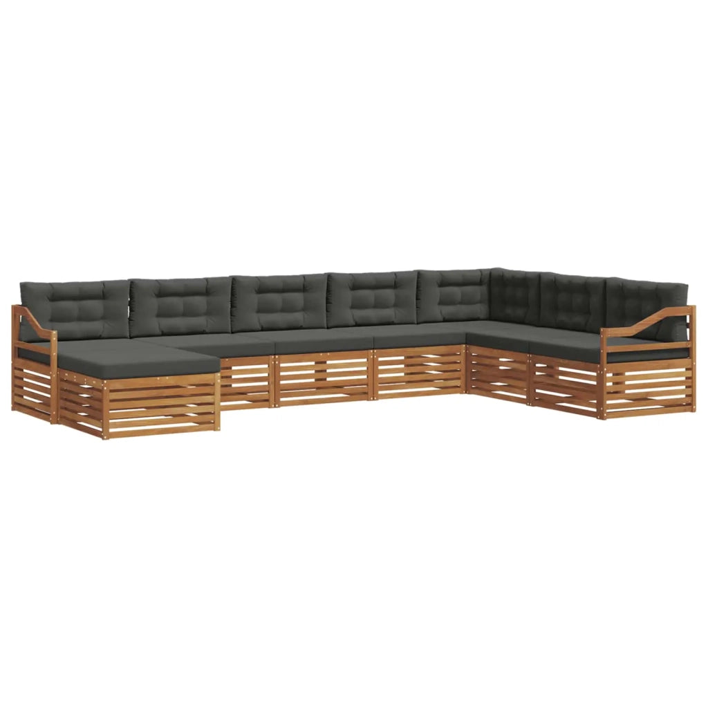 Set di divani da esterno con cuscino 8 pcs Naturale e Antracite