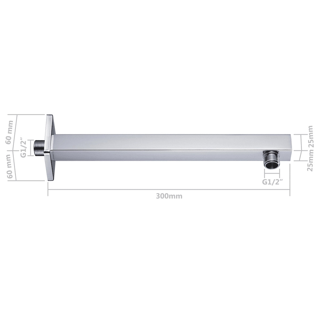 Braccio di Supporto Doccia Quadrato Acciaio 201 Argento 30 cm CFW3296698