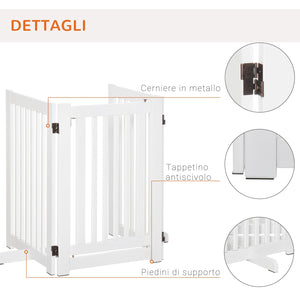 Cancelletto di Sicurezza Pieghevole per Animali Domestici 155x35,5x76 cm in MDF Bianco