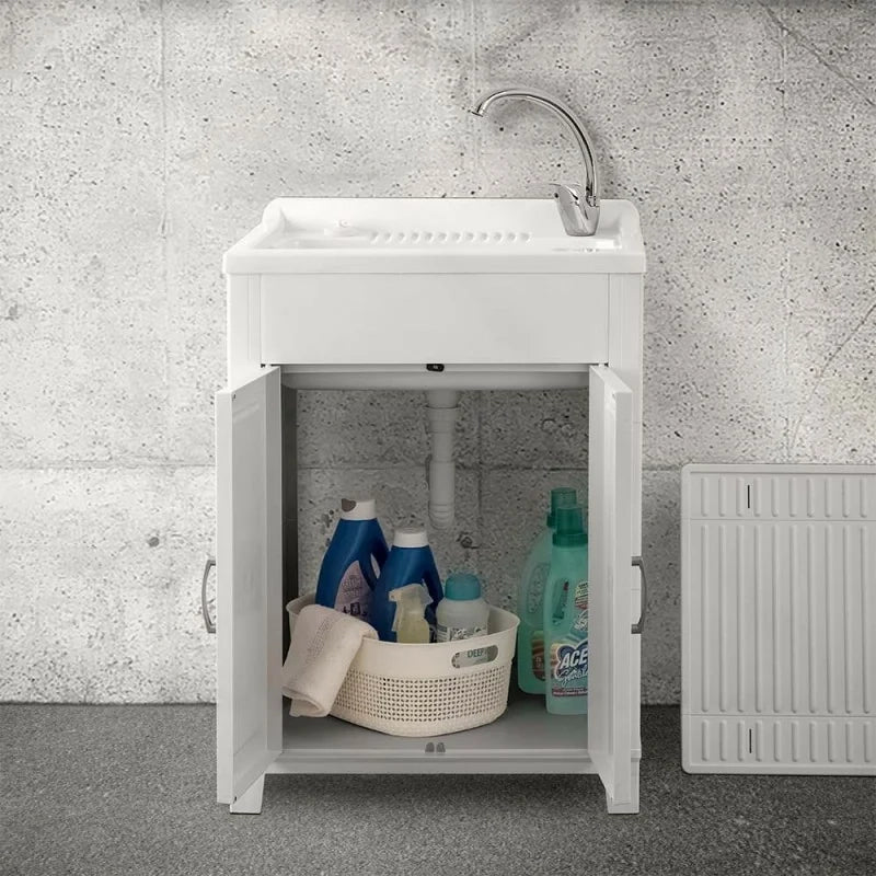 Mobile lavatoio 60x50 da esterno con vasca in resina e strofinatoio