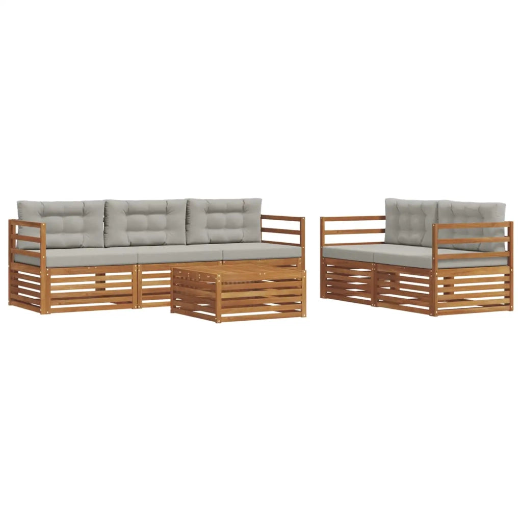 Set di divani da esterno 6 pcs Grigio Naturale e Chiaro 3373001