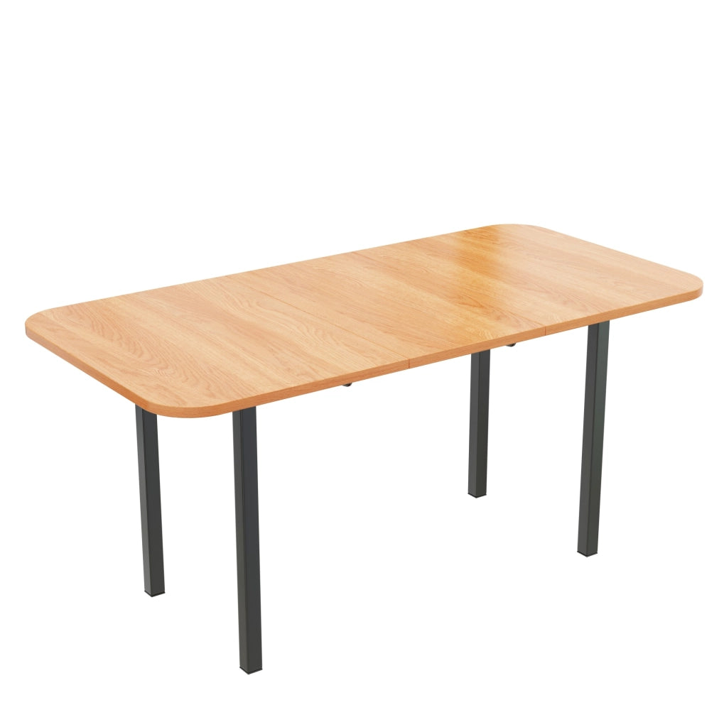 Tavolo da pranzo allungabile in MDF con supporto in lega; colore rovere bianco americano