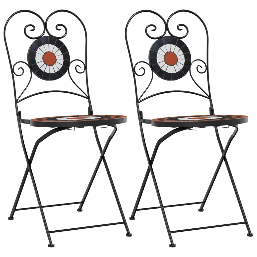 Sedie da BistrÃ² Pieghevoli 2 pz Terracotta e Bianco in Ceramica