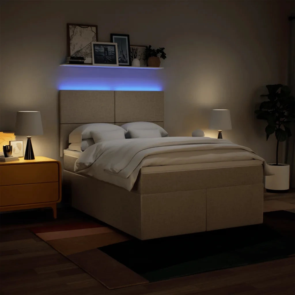 Giroletto a Molle con Materasso Crema 140x19 cm in Tessuto