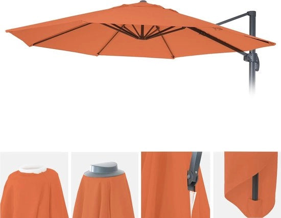 Ombrellone circolare Ø3m - 220g/m² poliestere, resistente all'acqua e con ventilazione