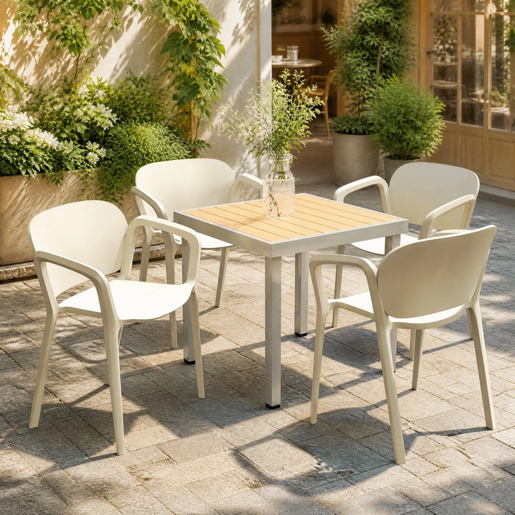 SEDIA da giardino impilabile 60x56x75 cm Plastica Bianca Set da 4 pezzi