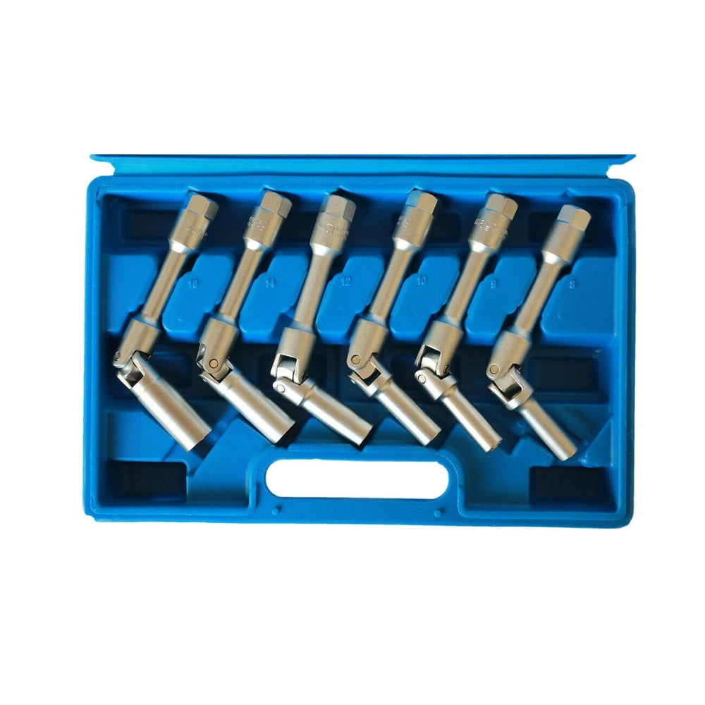 Trade Shop - Kit 6 Chiavi Bussola Snodate Per Candelette Auto Diesel Da 8 A 16 Mm 3/8" 160mm -