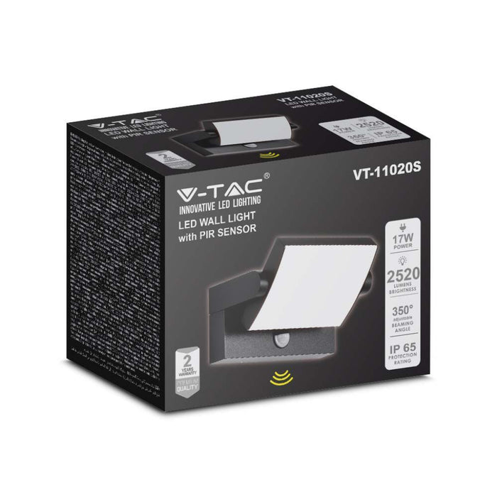 Luce a parete a LED da 20 W con sensore nero da 3000k, IP65