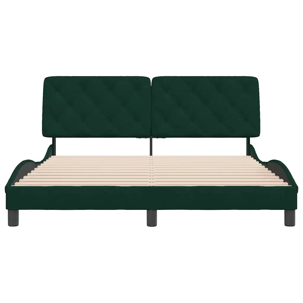 Giroletto senza Materasso Verde Scuro 160x200 cm in Velluto 3207932