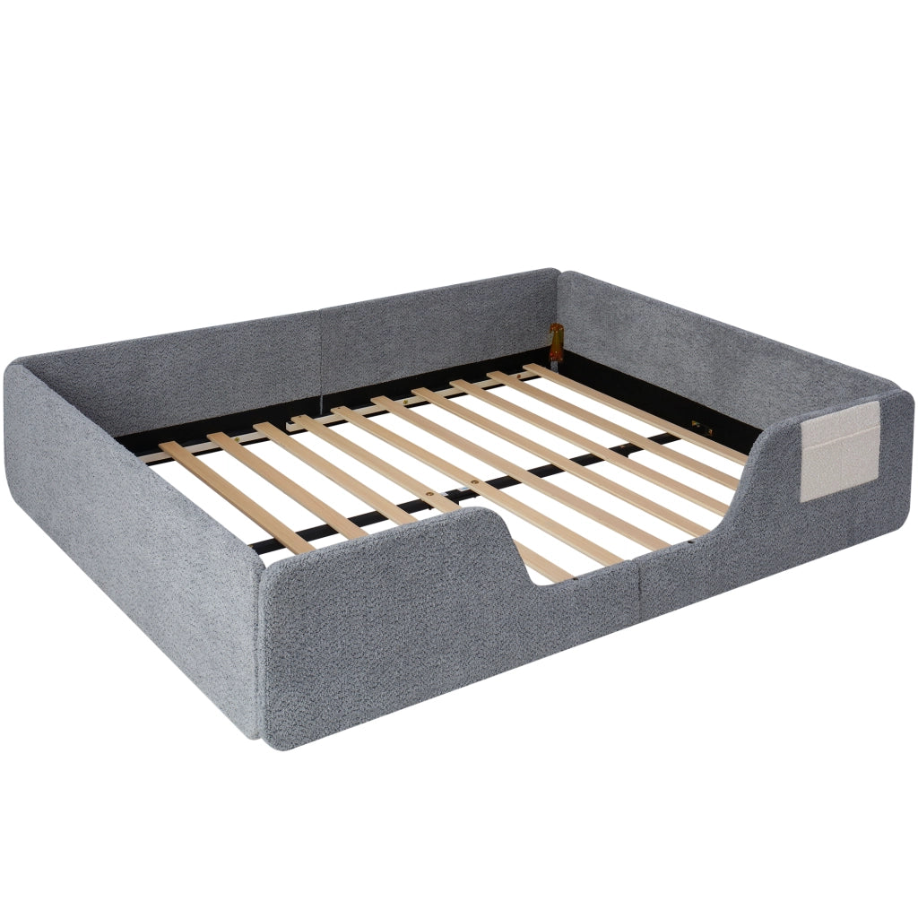 Letto Imbottito in Velluto ¨C MINIMAL ¨C Grigio 140x190 senza Materasso