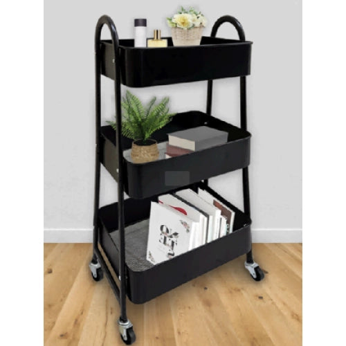 Carrello Portaoggetti 3 Ripiani in Acciaio con Ruote ¨C MINIMAL ¨C Metallo, Struttura Industriale