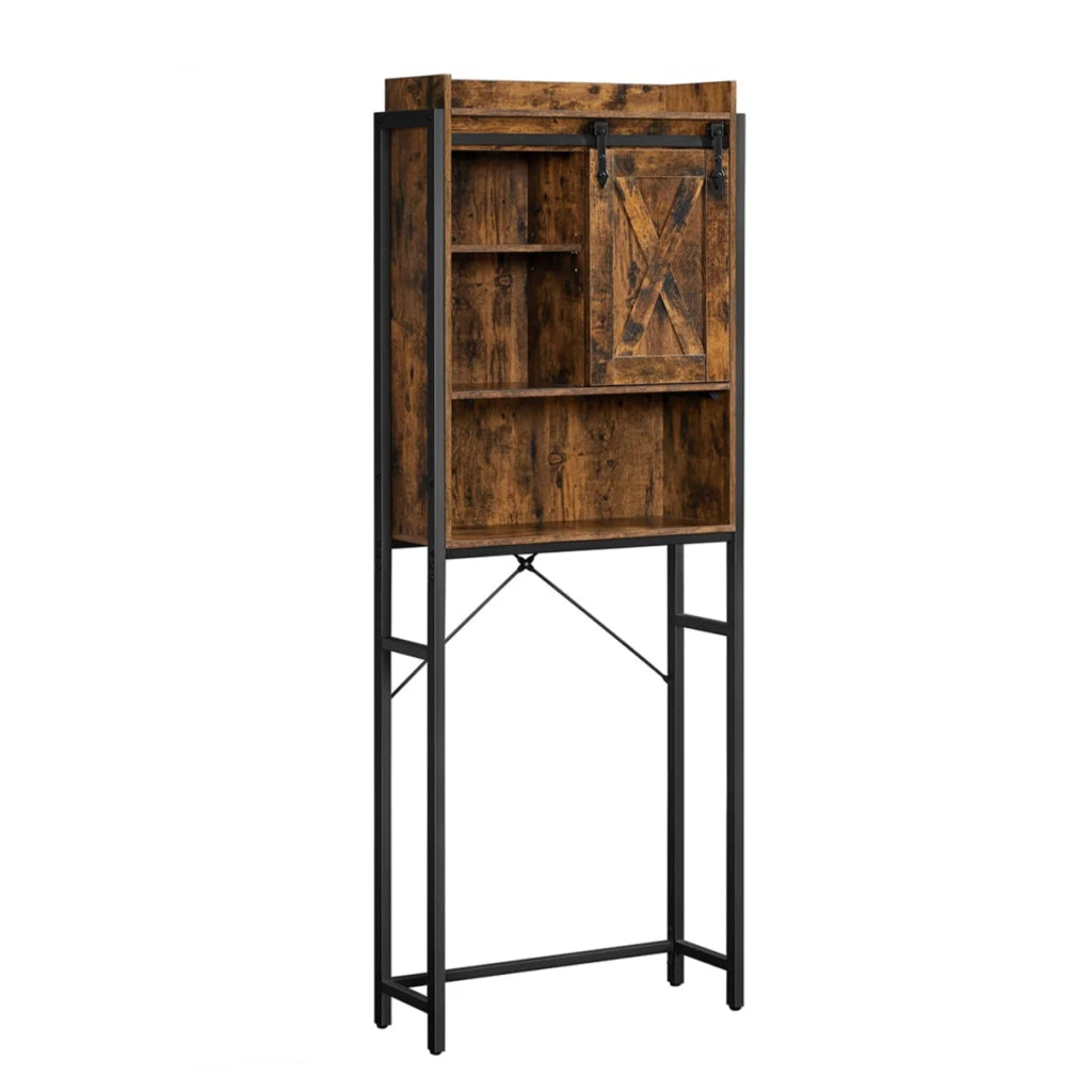 Mensola per WC mobiletto portaoggetti per lavatrice mobiletto stabile struttura in acciaio facile da montare stile industriale 64 x 235 x 170 cm marrone 12_0005814